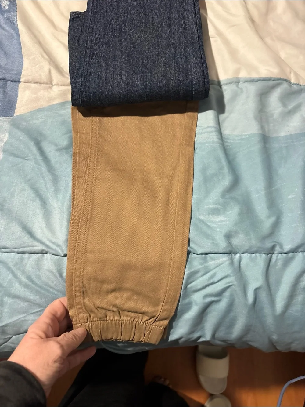 Pekkle Kids Elastic-Waist Jogger Pants in Navy, Tan & Black size 6